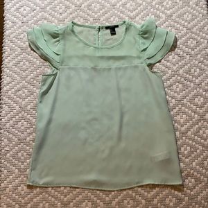 Mint flutter sleeve chiffon blouse